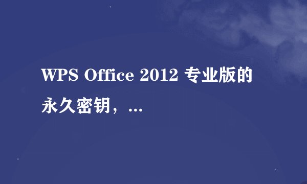 WPS Office 2012 专业版的永久密钥，要能用。