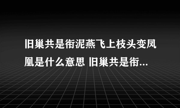 旧巢共是衔泥燕飞上枝头变凤凰是什么意思 旧巢共是衔泥燕飞上枝头变凤凰的含义
