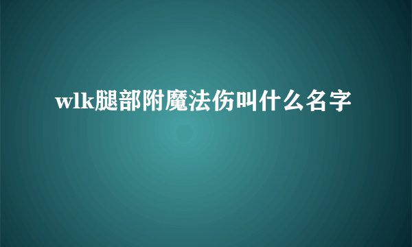 wlk腿部附魔法伤叫什么名字
