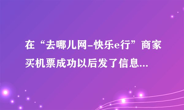 在“去哪儿网-快乐e行”商家买机票成功以后发了信息过来说已出票，还发了个票号是什么意思呀？