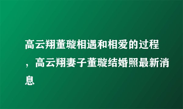 高云翔董璇相遇和相爱的过程，高云翔妻子董璇结婚照最新消息
