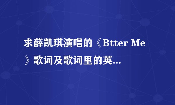 求薛凯琪演唱的《Btter Me》歌词及歌词里的英文翻译。