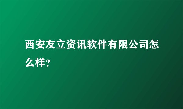 西安友立资讯软件有限公司怎么样？