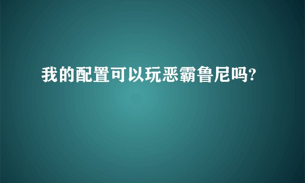 我的配置可以玩恶霸鲁尼吗?