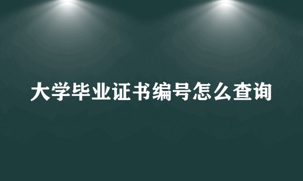 大学毕业证书编号怎么查询