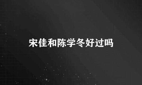 宋佳和陈学冬好过吗