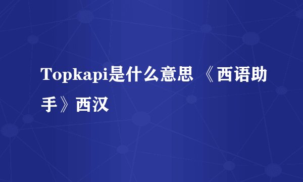 Topkapi是什么意思 《西语助手》西汉