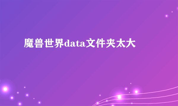 魔兽世界data文件夹太大