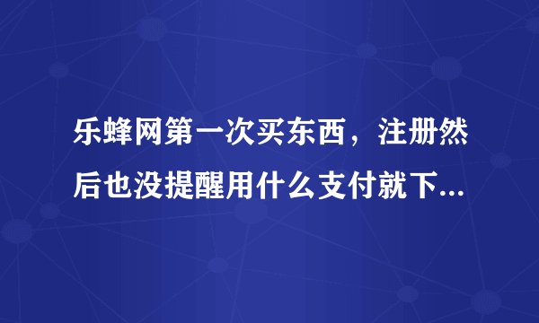 乐蜂网第一次买东西，注册然后也没提醒用什么支付就下单了。那样是到...