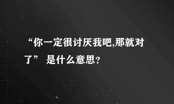 “你一定很讨厌我吧,那就对了” 是什么意思？