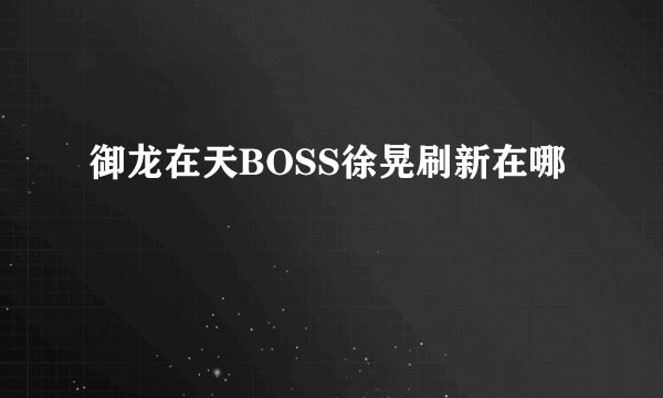 御龙在天BOSS徐晃刷新在哪
