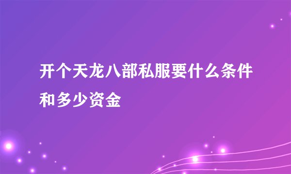 开个天龙八部私服要什么条件和多少资金