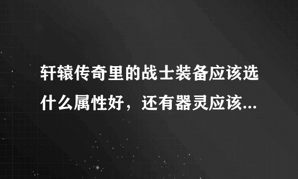 轩辕传奇里的战士装备应该选什么属性好，还有器灵应该选什么好。还有套装里的魂属性各是加什么的。