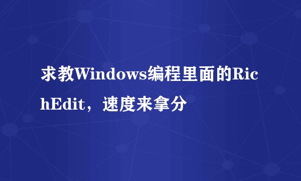 求教Windows编程里面的RichEdit，速度来拿分