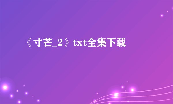 《寸芒_2》txt全集下载