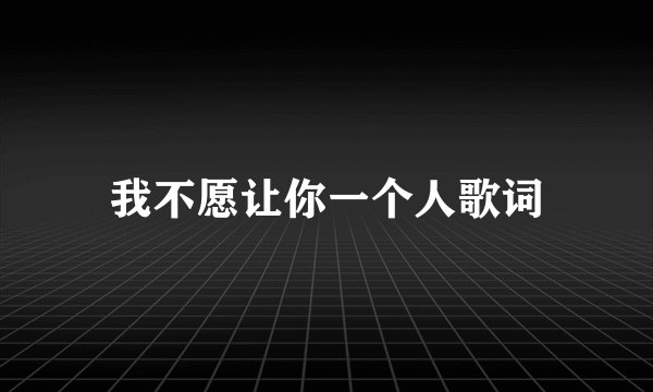 我不愿让你一个人歌词