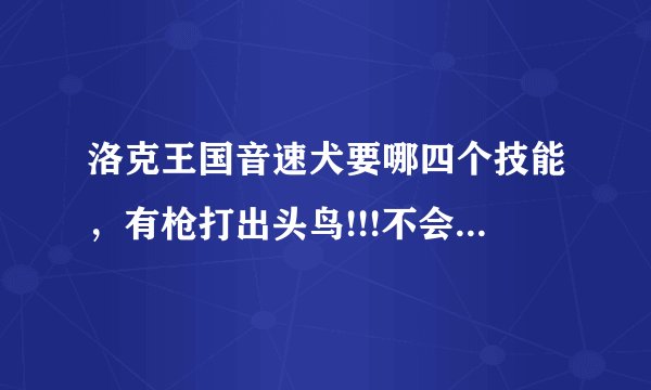 洛克王国音速犬要哪四个技能，有枪打出头鸟!!!不会的别乱说