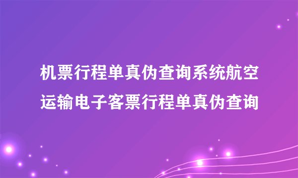 机票行程单真伪查询系统航空运输电子客票行程单真伪查询