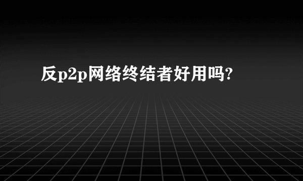 反p2p网络终结者好用吗?