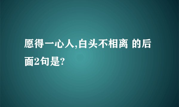 愿得一心人,白头不相离 的后面2句是?