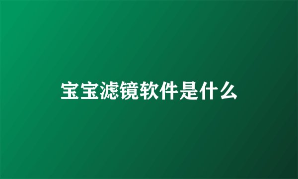 宝宝滤镜软件是什么