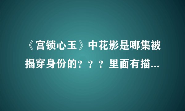 《宫锁心玉》中花影是哪集被揭穿身份的？？？里面有描述...