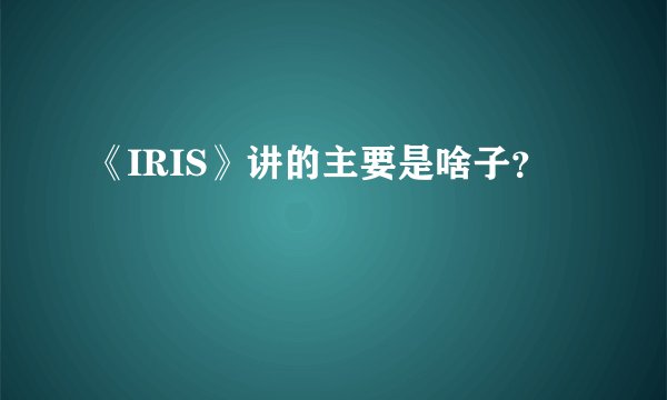 《IRIS》讲的主要是啥子?