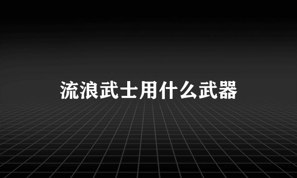 流浪武士用什么武器