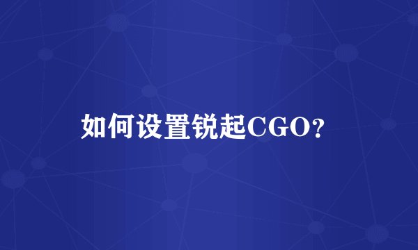 如何设置锐起CGO？