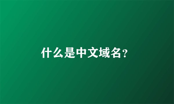 什么是中文域名？