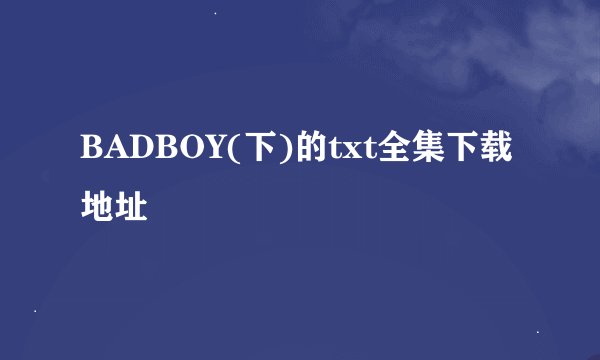 BADBOY(下)的txt全集下载地址