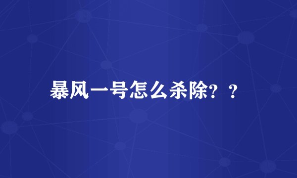 暴风一号怎么杀除？？
