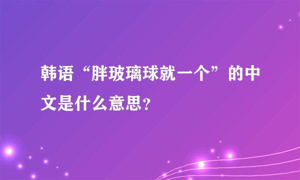 韩语“胖玻璃球就一个”的中文是什么意思？