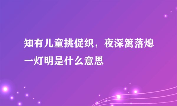 知有儿童挑促织，夜深篱落熄一灯明是什么意思