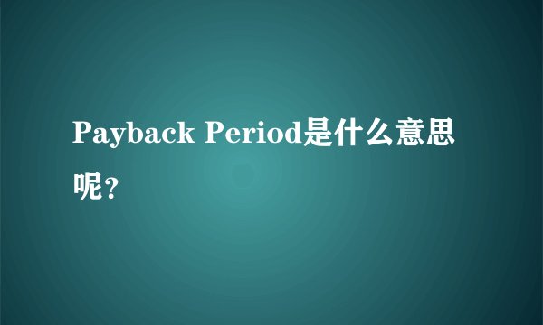 Payback Period是什么意思呢？