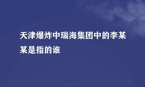 天津爆炸中瑞海集团中的李某某是指的谁
