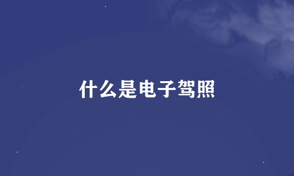 什么是电子驾照