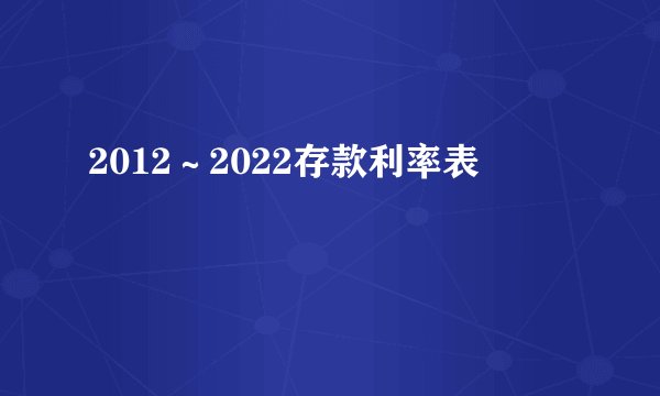 2012～2022存款利率表
