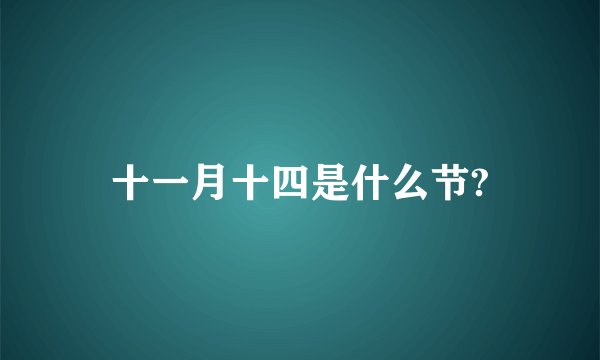 十一月十四是什么节?