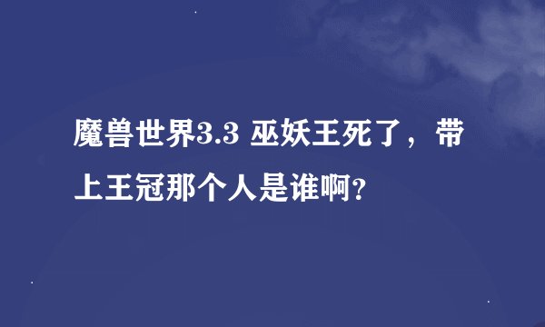 魔兽世界3.3 巫妖王死了，带上王冠那个人是谁啊？