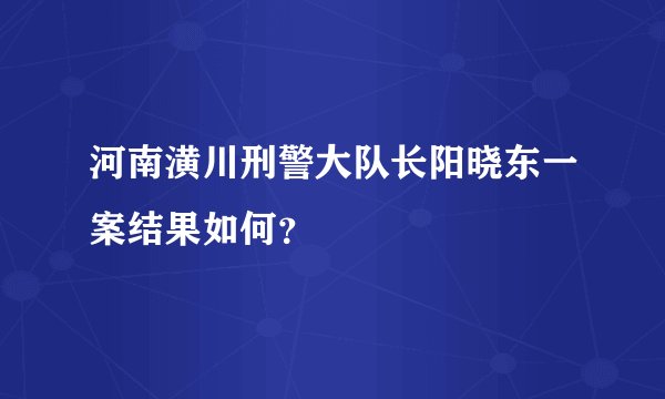 河南潢川刑警大队长阳晓东一案结果如何？