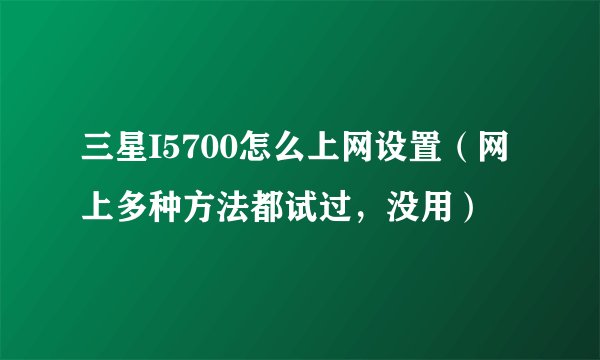 三星I5700怎么上网设置（网上多种方法都试过，没用）