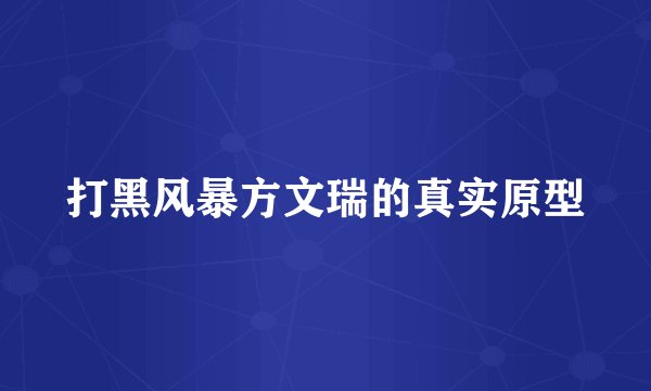 打黑风暴方文瑞的真实原型