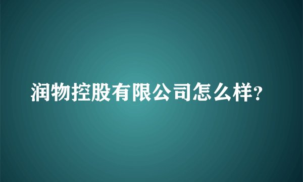 润物控股有限公司怎么样？