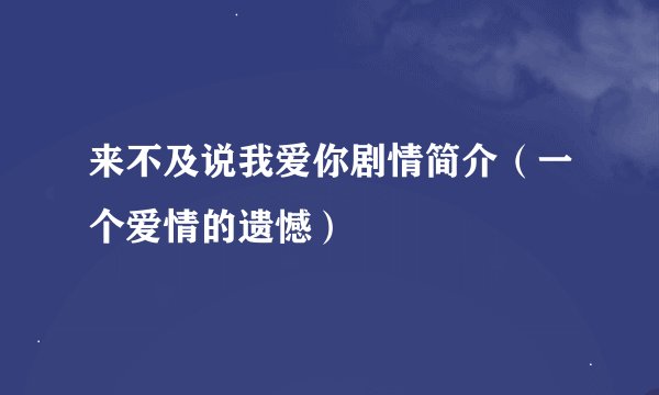 来不及说我爱你剧情简介（一个爱情的遗憾）