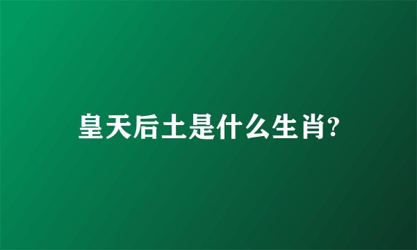 皇天后土是什么生肖?
