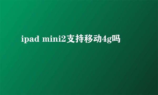 ipad mini2支持移动4g吗