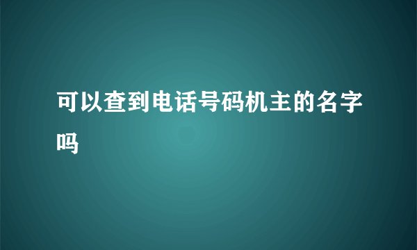 可以查到电话号码机主的名字吗