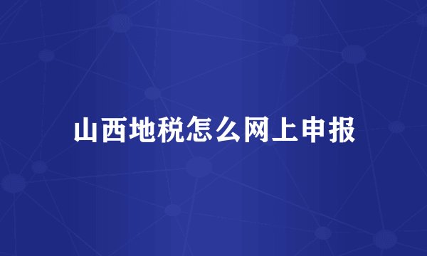 山西地税怎么网上申报