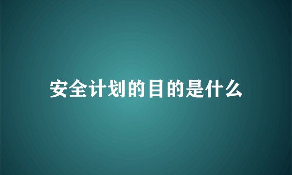 安全计划的目的是什么